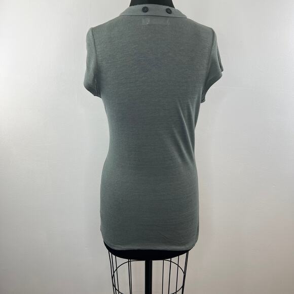 Anthropologie Pilcro and the Letterpress Gray Ruched Double Button Top Size M - Picture 5 of 7